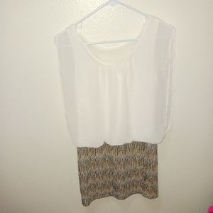 White dress with sequin gold & silver bottom